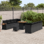 Conjunto de Sofá de Jardín de 11 Piezas con Cojines Negro de Poliratán y Acacia von , Outdoor-Sofas - Ref: Foro24-3363144, Pr...
