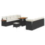 Juego de Sofá de Jardín de 11 Piezas con Cojines Negro Poliratán Acacia by , Outdoor sofas - Ref: Foro24-3363150, Price: 618,...
