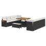 Conjunto de Sofá de Jardín de 11 Piezas con Cojines Negro Ratán Sintético Acacia von , Outdoor-Sofas - Ref: Foro24-3363155, P...