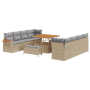 Juego de Sofás de Jardín de 11 Piezas con Almohadas Beige Poliratán Acacia von , Outdoor-Sofas - Ref: Foro24-3363157, Preis: ...