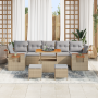 Conjunto de Sofás de Jardín de 10 Piezas con Cojines en Ratán Poli Beige Acacia von , Outdoor-Sofas - Ref: Foro24-3363162, Pr...