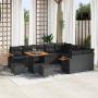 Conjunto de Sofás de Jardín de 12 Piezas con Cojines Poliratán Negro Acacia von , Outdoor-Sofas - Ref: Foro24-3363209, Preis:...