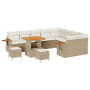 Juego de Sofás de Jardín de 12 Piezas con Cojines Ratán Poli Beige Acacia | Foro24.es | Tu tienda online para hogar, jardín y más Foro24.es