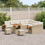Juego de Sofás de Jardín de 12 Piezas con Cojines Ratán Poli Beige Acacia | Foro24.es | Tu tienda online para hogar, jardín y más Foro24.es
