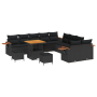 Juego de Sofás de Jardín de 13 Piezas con Almohadas de Ratán Negro y Acacia by , Outdoor sofas - Ref: Foro24-3363229, Price: ...