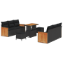 Juego de Sofá de Jardín de 9 Piezas con Cojines Negro Ratán de Polietileno Acacia von , Outdoor-Sofas - Ref: Foro24-3363259, ...