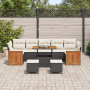 Juego de Sofá de Jardín de 10 Piezas con Cojines Negro Poliratán Acacia by , Outdoor sofas - Ref: Foro24-3363290, Price: 647,...