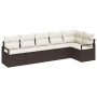Conjunto de sofá de jardín 6 pcs Marrón Poliratán
