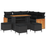 Juego de Sofá de Jardín de 9 Piezas con Cojines Rattan Poli Negro Acacia von , Outdoor-Sofas - Ref: Foro24-3363309, Preis: 60...