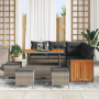 Juego de Sofá de Jardín de 9 Piezas con Cojines Gris Poliratán Acacia von , Outdoor-Sofas - Ref: Foro24-3363313, Preis: 614,2...