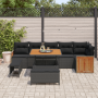 Juego de Sofá de Jardín de 9 Piezas con Cojines Poliratán Negro Acacia von , Outdoor-Sofas - Ref: Foro24-3363314, Preis: 705,...
