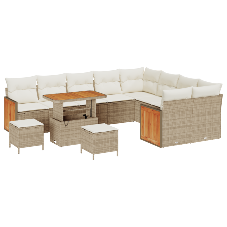 Juego de Sofá de Jardín de 12 Piezas con Cojines Beige de Rattan Poliéster | Foro24.es | Tu tienda online para hogar, jardín y más Foro24.es