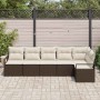 Conjunto de sofá de jardín 6 pcs Marrón Poliratán