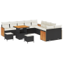 Set de Sofá de Jardín de 13 Piezas con Cojines Negros Poliratán Acacia by , Outdoor sofas - Ref: Foro24-3363360, Price: 837,7...