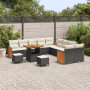 Set de Sofá de Jardín de 13 Piezas con Cojines Negros Poliratán Acacia by , Outdoor sofas - Ref: Foro24-3363360, Price: 837,7...