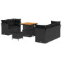 Conjunto de Sofá de Jardín de 8 Piezas con Cojines Negro Poliratán Acacia by , Outdoor sofas - Ref: Foro24-3363374, Price: 55...