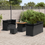 Conjunto de Sofá de Jardín de 8 Piezas con Cojines Negro Poliratán Acacia by , Outdoor sofas - Ref: Foro24-3363374, Price: 55...