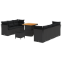 Conjunto de Sofás de Jardín de 10 Piezas con Cojines Ratán Poliéster Negro Acacia by , Outdoor sofas - Ref: Foro24-3363394, P...