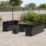 Conjunto de Sofás de Jardín de 10 Piezas con Cojines Ratán Poliéster Negro Acacia by , Outdoor sofas - Ref: Foro24-3363394, P...