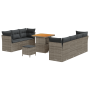 Juego de Sofás de Jardín de 10 Piezas con Cojines Gris Ratán Polipropileno Acacia by , Outdoor sofas - Ref: Foro24-3363398, P...