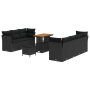 Juego de Sofás de Jardín de 10 Piezas con Cojines Ratán Polímero Negro Acacia by , Outdoor sofas - Ref: Foro24-3363399, Price...