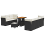 Conjunto de Sofá de Jardín de 10 Piezas con Cojines Negros de Poliratán by , Outdoor sofas - Ref: Foro24-3363400, Price: 616,...