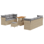 Juego de Sofá de Jardín de 10 Piezas con Cojines Beige Poliratán Acacia | Foro24.es | Tu tienda online para hogar, jardín y más Foro24.es