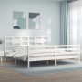 Weißer Massivholzbettrahmen mit Kopfteil 200x200 cm von vidaXL, Betten und Lattenroste - Ref: Foro24-3194462, Preis: 159,70 €...