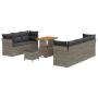 Juego de Sofá de Jardín de 10 Piezas con Cojines Gris Poliratán Acacia by , Outdoor sofas - Ref: Foro24-3363403, Price: 601,4...