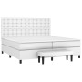 Cama box spring con colchón cuero sintético blanco 200x200 cm