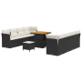 Juego de Sofá de Jardín de 11 Piezas con Cojines Negros de Ratán Poliéster y Acacia by , Outdoor sofas - Ref: Foro24-3363405,...