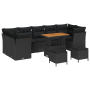 Juego de Sofá de Jardín de 10 piezas con Cojines Negro Poliratán Acacia von , Outdoor-Sofas - Ref: Foro24-3363419, Preis: 642...