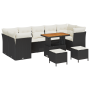 Juego de Sofá de Jardín de 10 Piezas con Cojines Ratán Poliéster Negro Acacia von , Outdoor-Sofas - Ref: Foro24-3363420, Prei...