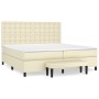 Cama box spring con colchón cuero sintético crema 200x200 cm
