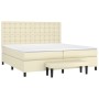 Cama box spring con colchón cuero sintético crema 200x200 cm