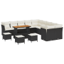 Conjunto de Sofás de Jardín de 14 Piezas con Cojines Poliratán Negro Acacia von , Outdoor-Sofas - Ref: Foro24-3363500, Preis:...
