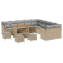 Conjunto de Sofá de Jardín de 14 Piezas con Cojines Beige Poliratán Acacia by , Outdoor sofas - Ref: Foro24-3363502, Price: 8...