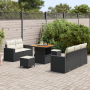 Juego de Sofás de Jardín de 8 Piezas con Cojines de Ratán Negro Acacia by , Outdoor sofas - Ref: Foro24-3363505, Price: 547,2...