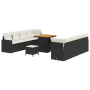 Juego de Sofá de Jardín de 11 Piezas con Cojines Negro Poliratán by , Outdoor sofas - Ref: Foro24-3363535, Price: 692,59 €, D...