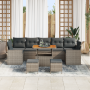 Conjunto de Sofá de Jardín de 10 Piezas con Cojines Grises de Poli Ratán Acacia von , Outdoor-Sofas - Ref: Foro24-3363553, Pr...