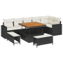 Conjunto de Sofá de Jardín de 9 Piezas con Cojines Negro Poliratán Acacia von , Outdoor-Sofas - Ref: Foro24-3363575, Preis: 6...