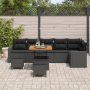 Juego de Sofá de Jardín de 9 Piezas con Cojines Negro Poliratán Acacia von , Outdoor-Sofas - Ref: Foro24-3363579, Preis: 588,...