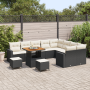 Juego de Sofá de Jardín de 12 Piezas con Cojines Negro Poliratán Acacia by , Outdoor sofas - Ref: Foro24-3363600, Price: 793,...