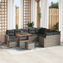 Juego de Sofás de Jardín de 12 Piezas con Cojines Grises de Ratán y Acacia by , Outdoor sofas - Ref: Foro24-3363608, Price: 7...