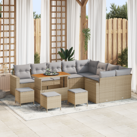 Sofá de Jardín de 13 Piezas con Cojines Beige