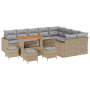 Sofá de Jardín de 13 Piezas con Cojines Beige Ratán Polimérico Acacia by , Outdoor sofas - Ref: Foro24-3363612, Price: 926,68...