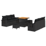 Juego de Sofá de Jardín de 9 Piezas con Cojines Negro Ratán Polimérico Acacia by , Outdoor sofas - Ref: Foro24-3363644, Price...