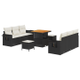 Juego de Sofá de Jardín de 9 Piezas con Cojines Negro Polirratán Acacia by , Outdoor sofas - Ref: Foro24-3363645, Price: 603,...