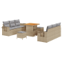 Juego de Sofá de Jardín de 9 Piezas con Cojines Beige Ratan Sintético Acacia von , Outdoor-Sofas - Ref: Foro24-3363647, Preis...