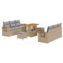 Juego Sofá Jardín de 9 Piezas con Cojines Beige Ratán Poliéster Acacia by , Outdoor sofas - Ref: Foro24-3363652, Price: 660,6...